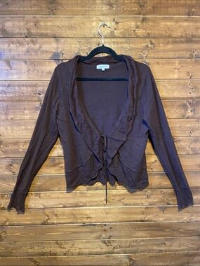 Jessica Brown Front Tie Cardigan – Brown | Size Medium